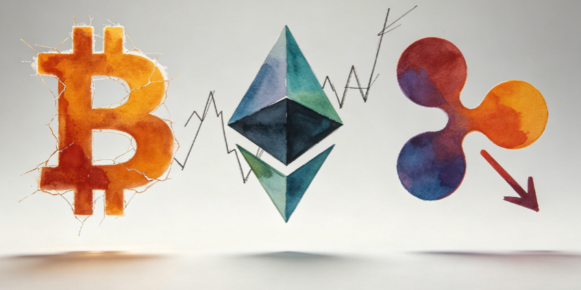 前3名价格预测：比特币、以太坊、瑞波币 – BTC依然脆弱，ETH进一步走弱，XRP显示更多下行信号