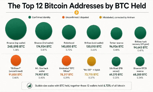 前12大比特币地址解析：谁持有135万枚BTC