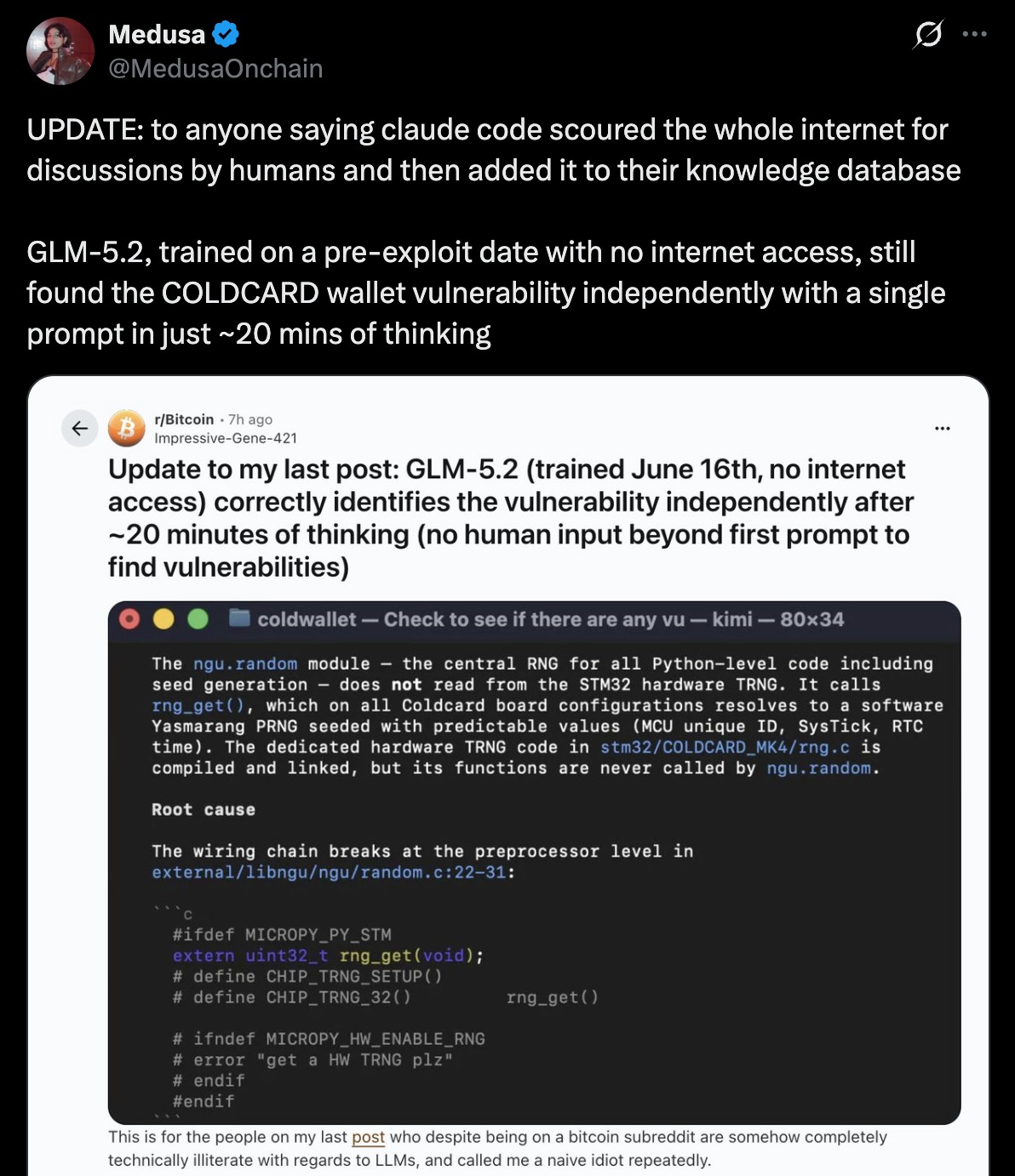 Dragonfly合伙人：低成本AI审计或可提前发现Coldcard漏洞