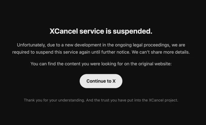 X采取法律行动后Nitter与XCancel再度停运