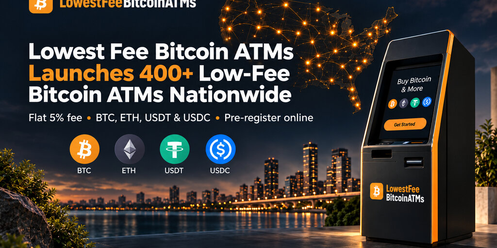 Lowest Fee Bitcoin ATMs宣布在全美上线400多台ATM