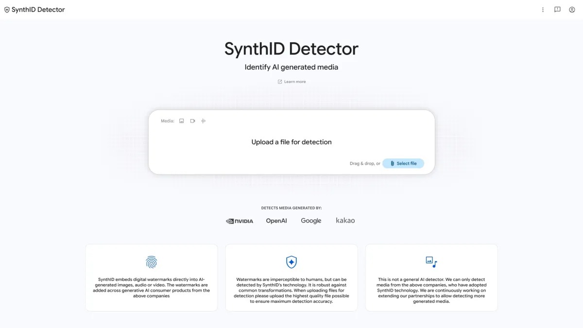 谷歌推出新 SynthID 网站 可识别 AI 生成媒体