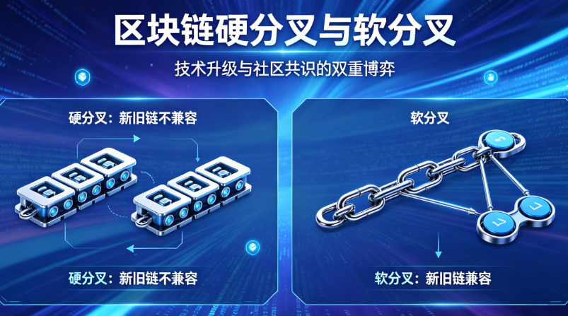 什么是区块链硬分叉和软分叉？区别、核心机制与典型案例全解析